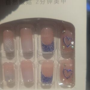 Glitter Heart Press-On Nails